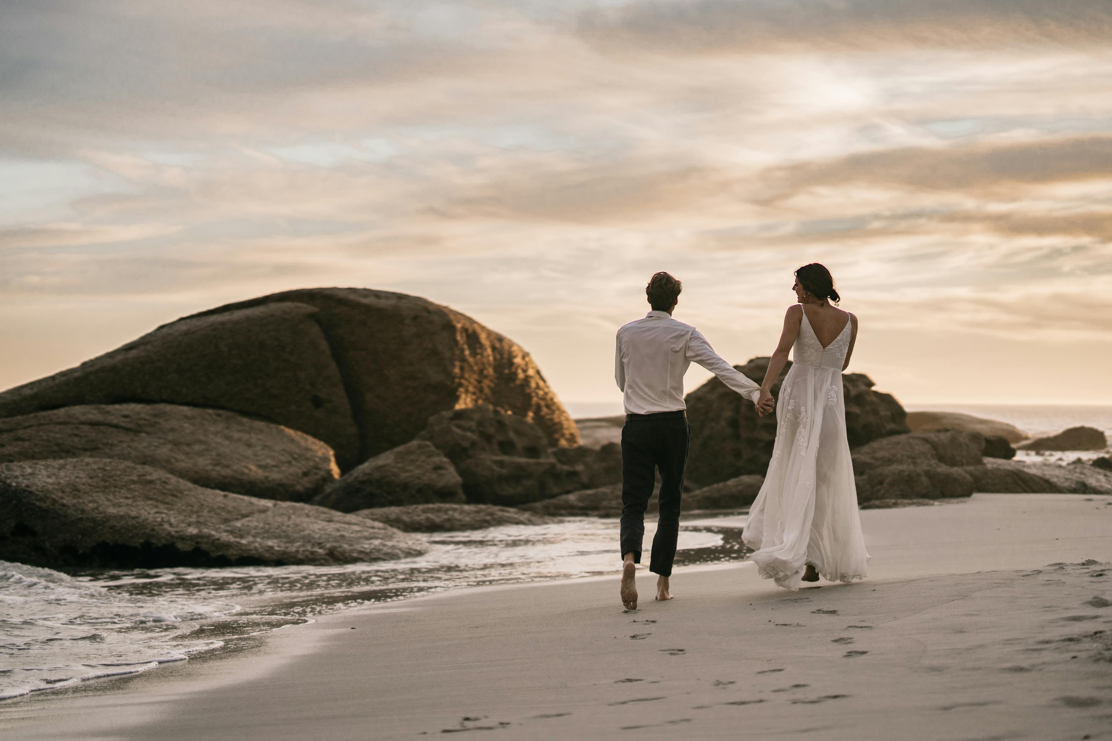 Couple eloping on a secluded Cyprus beach
