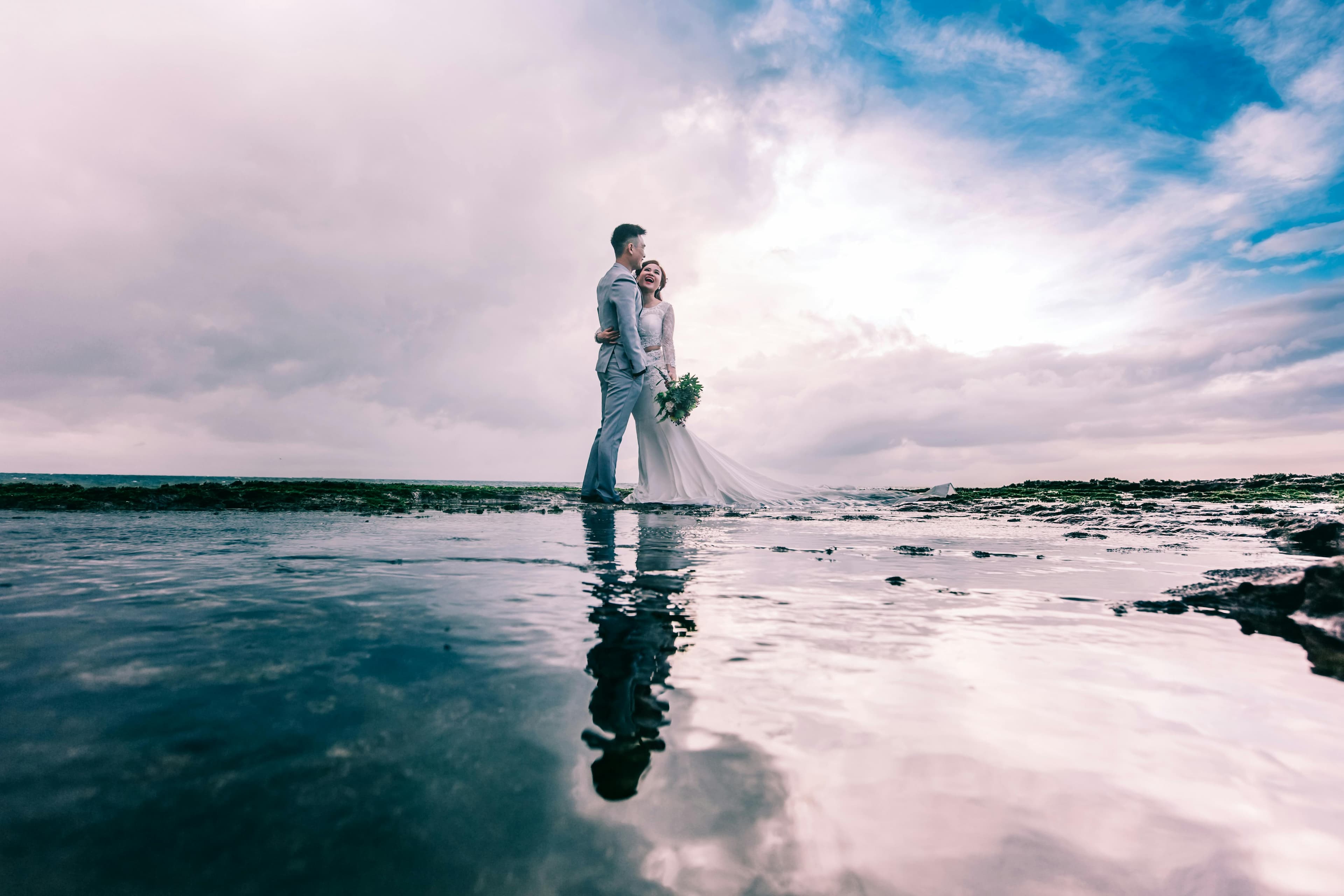 Beautiful wedding photography on a Cyprus beach in perfect weather